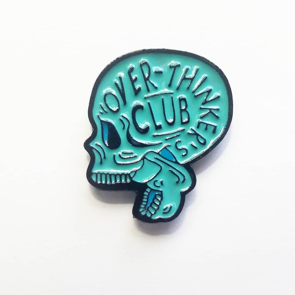 Overthinkers Club Skull Enamel Pin